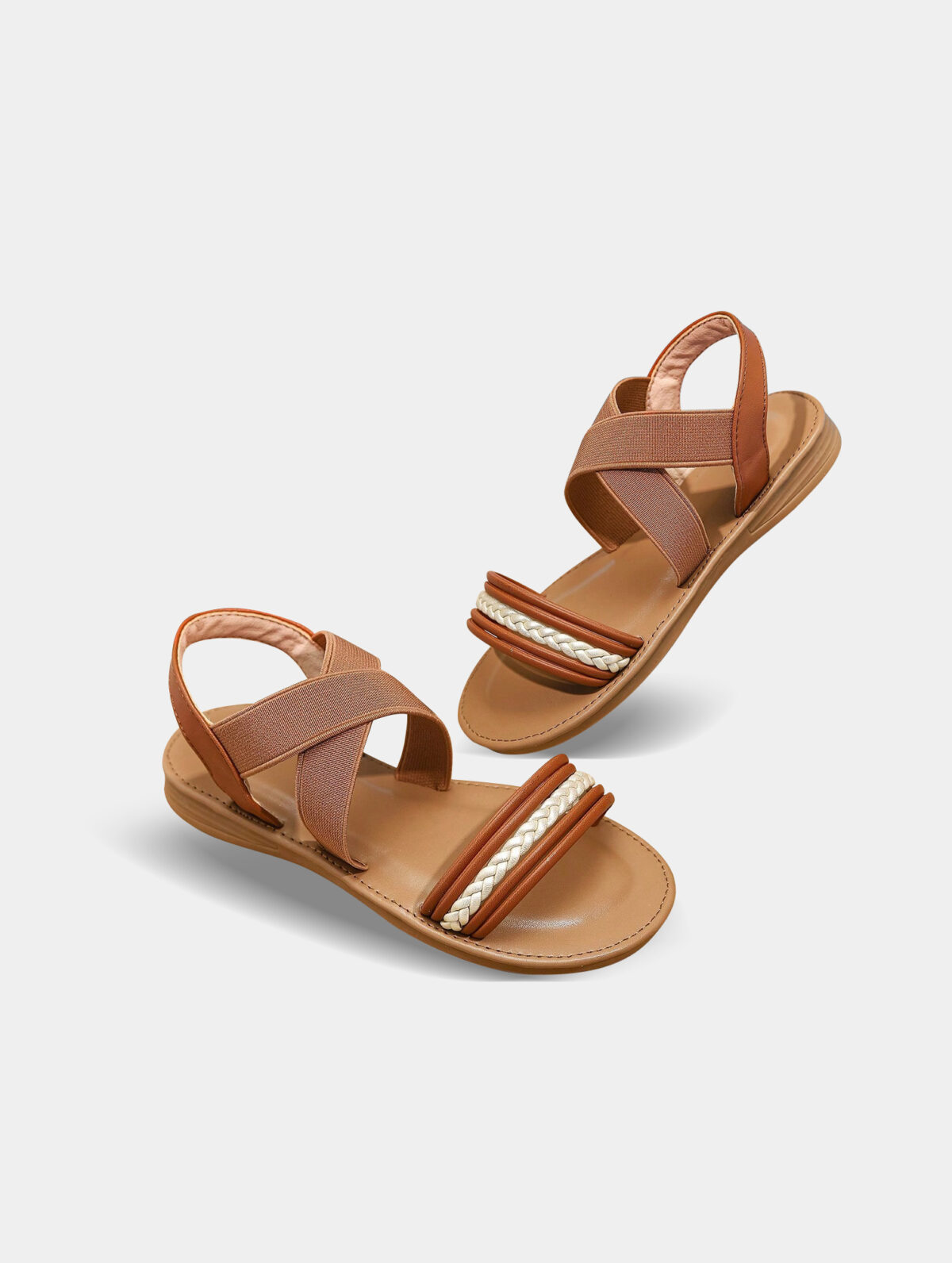 Kids' Brown Roman Gladiator Sandals - Buckle Strap, Summer - Image 2