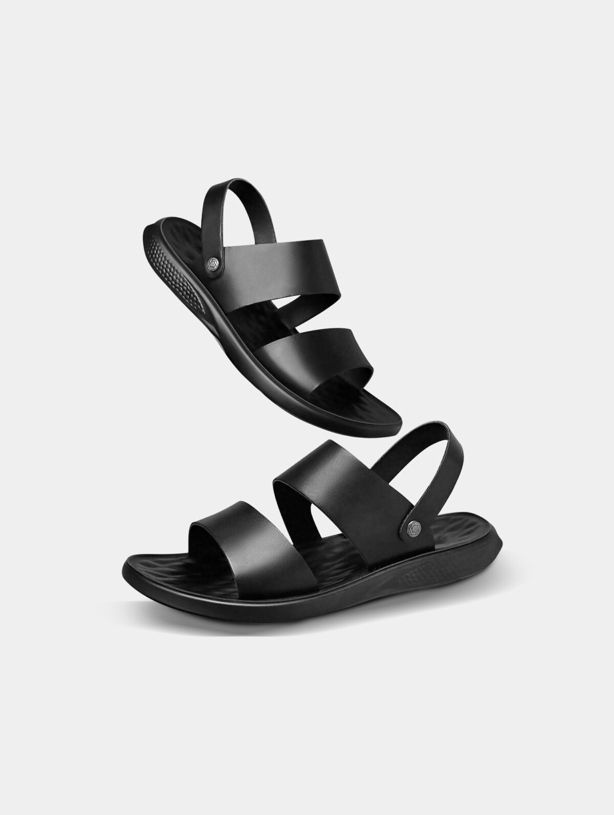 Men's Black Casual Sandals - Slingback with Adjustable Buckle - Image 2