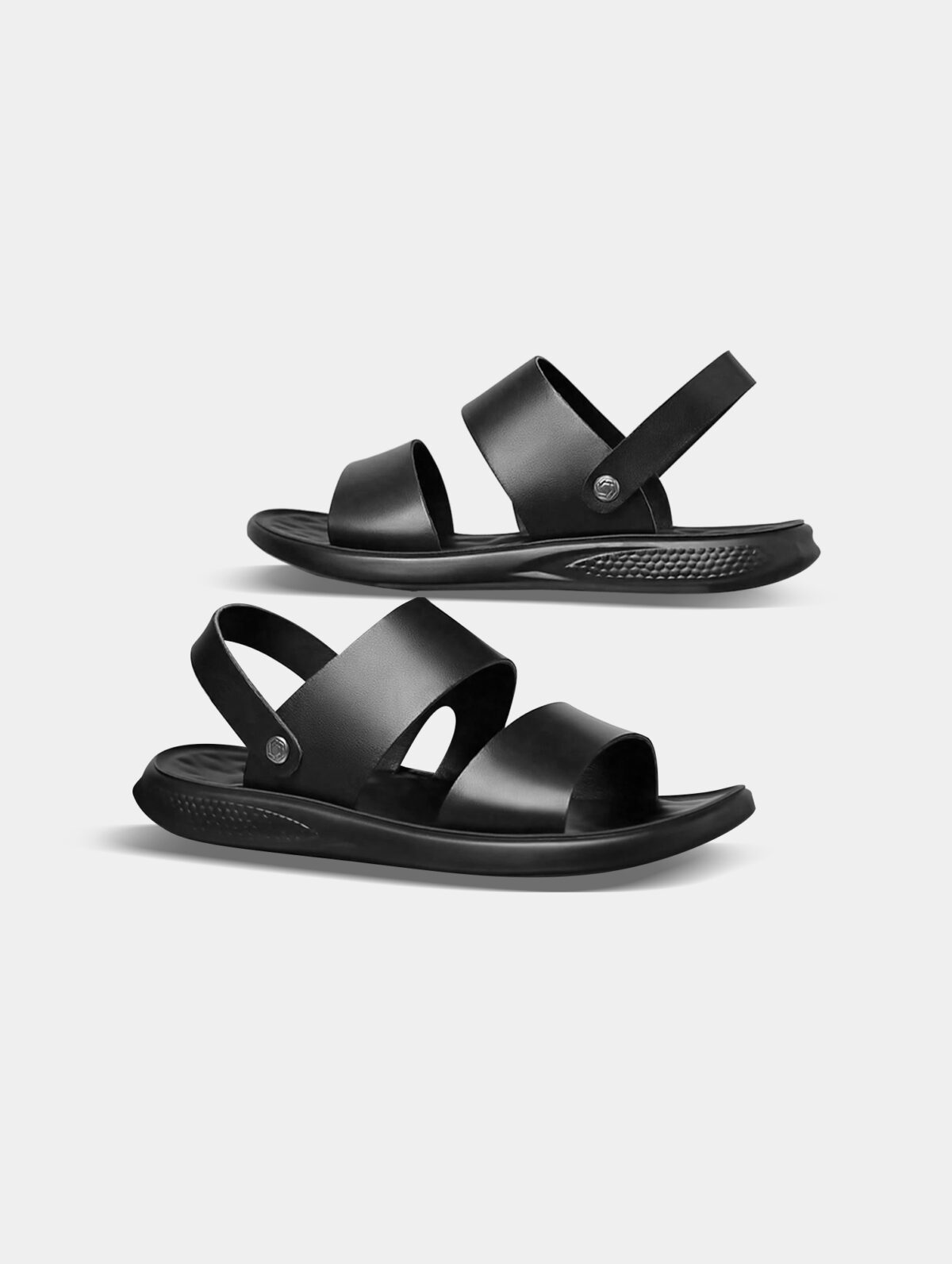 Men's Black Casual Sandals - Slingback with Adjustable Buckle - Image 3