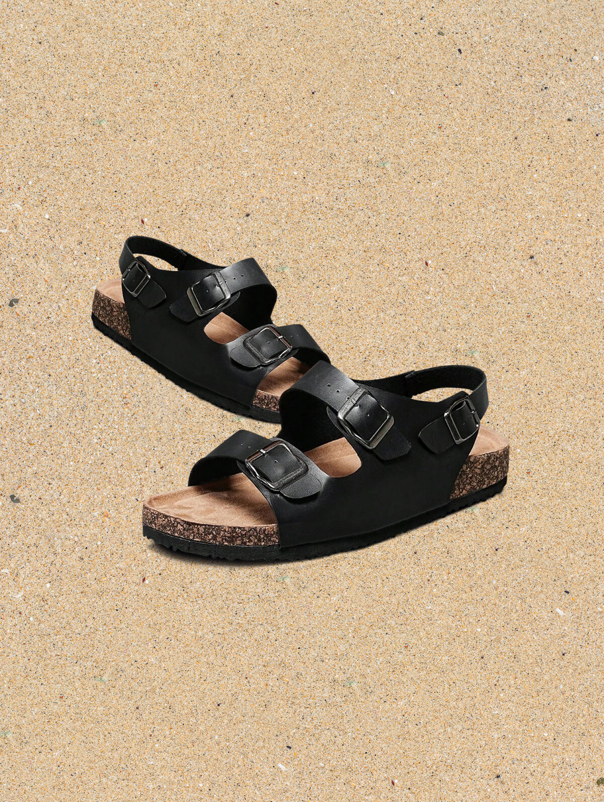 Men's Black Slip-On Mule Sandals - Cork Footbed, EVA Outsole - Image 1