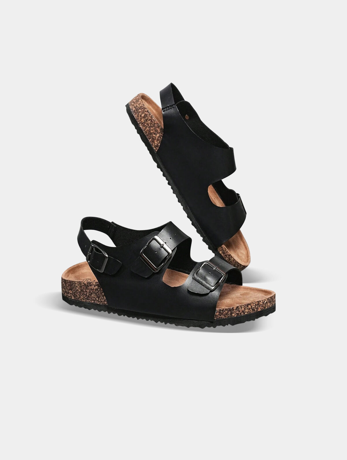 Men's Black Slip-On Mule Sandals - Cork Footbed, EVA Outsole - Image 2