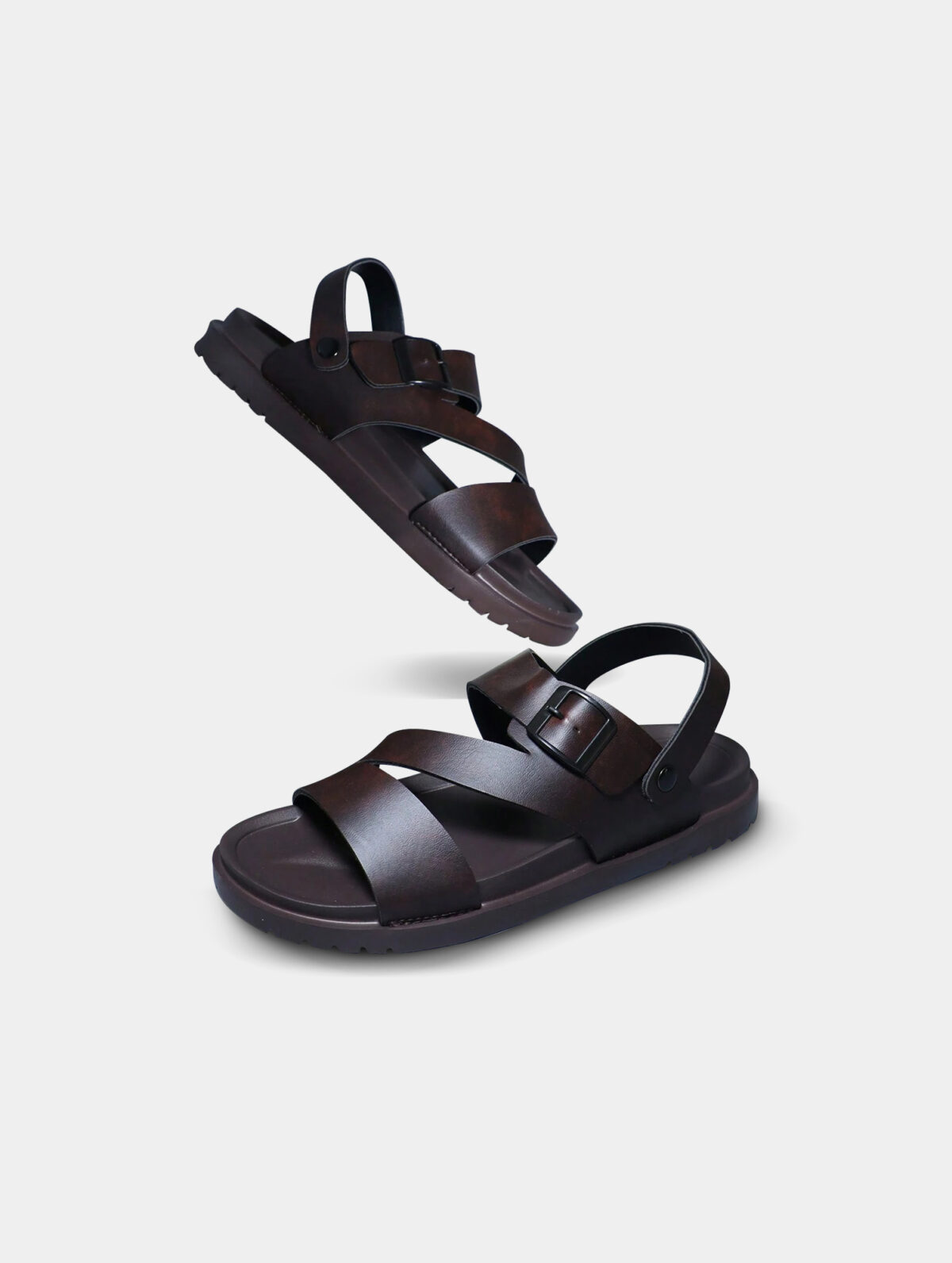 Men's Brown PU Leather Sandals - Dual-Use Indoor/Outdoor - Image 2