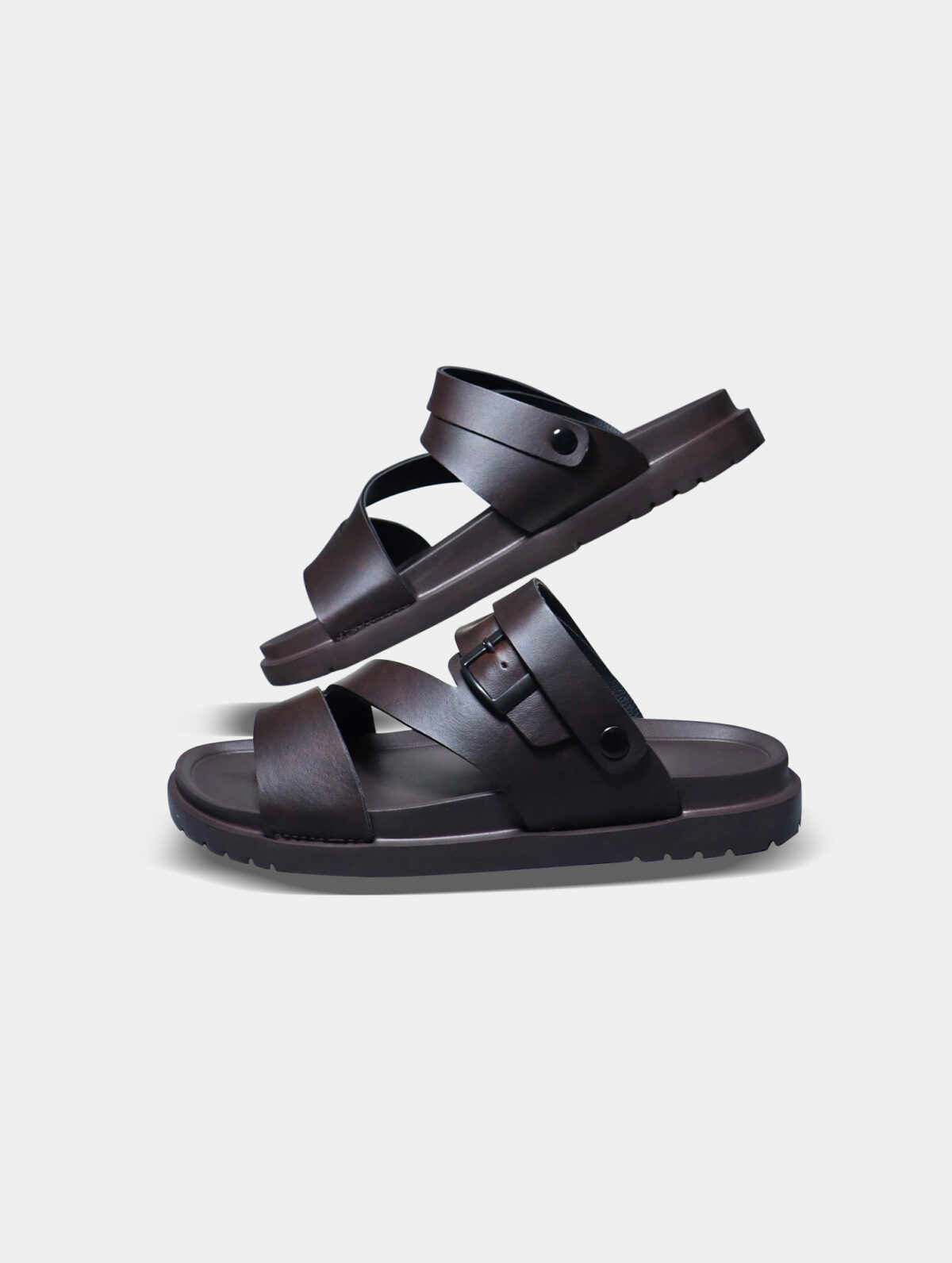 Men's Brown PU Leather Sandals - Dual-Use Indoor/Outdoor - Image 3