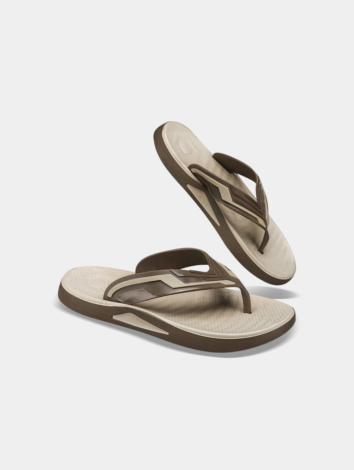Men's Khaki Non-Slip Flip Flops - Large Size, Adjustable Buckle - Image 3