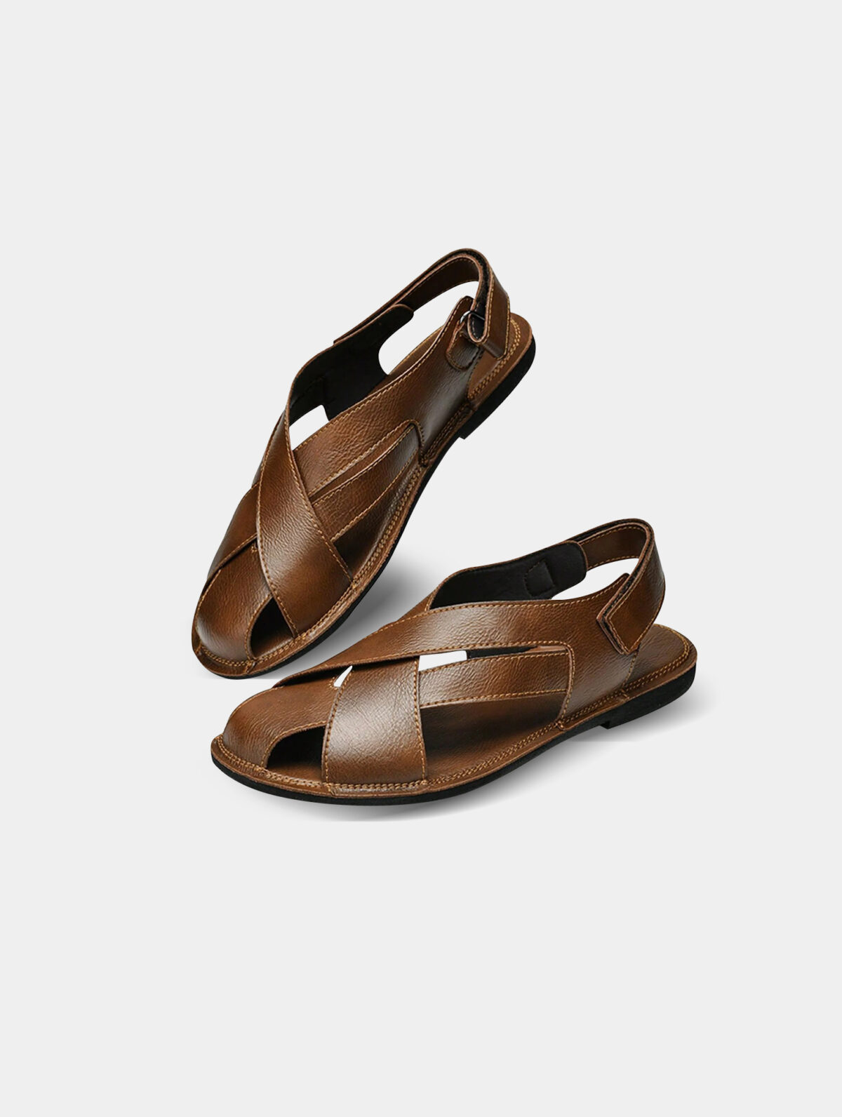 Men's Microfiber Leather Casual Sandals - Open Toe, Slingback - Image 2