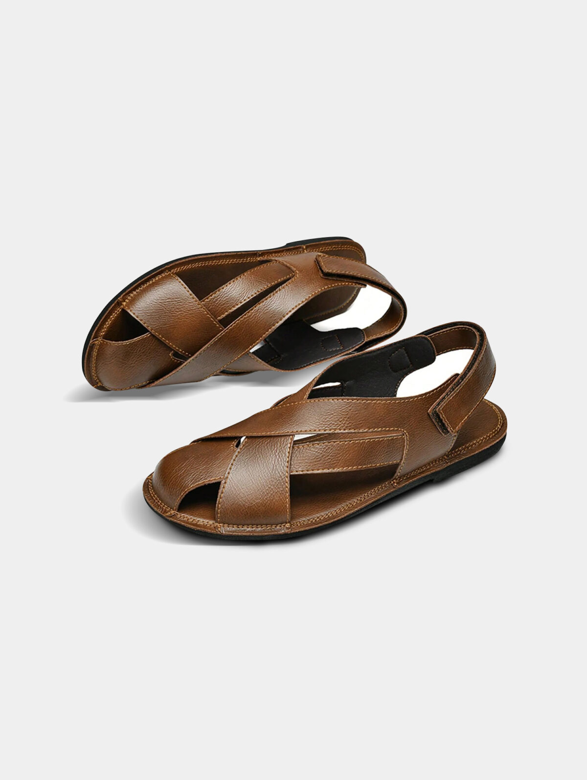 Men's Microfiber Leather Casual Sandals - Open Toe, Slingback - Image 3