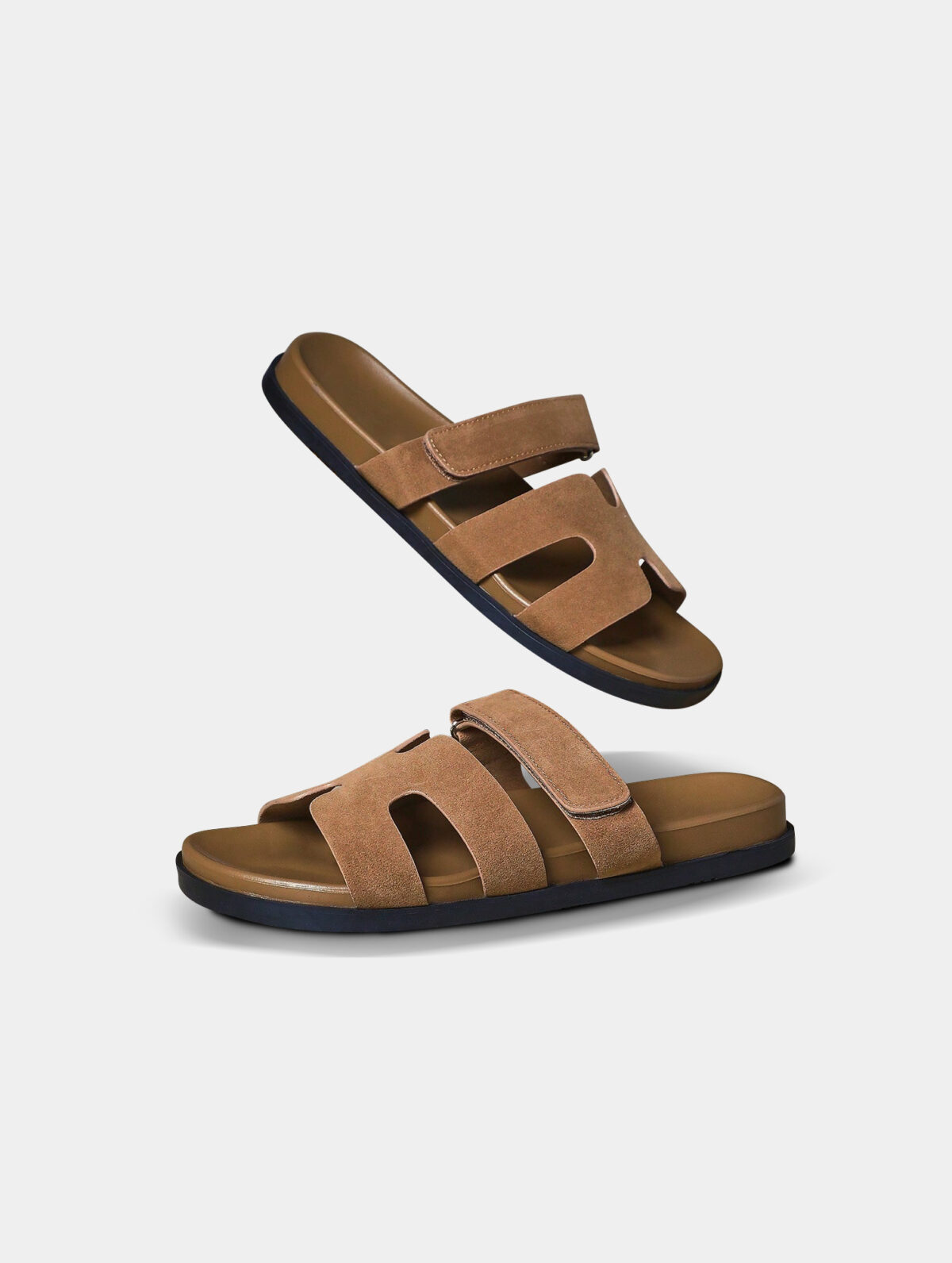 Men's Taupe Footbed Sandals - Ergonomic Support, PU Upper - Image 2