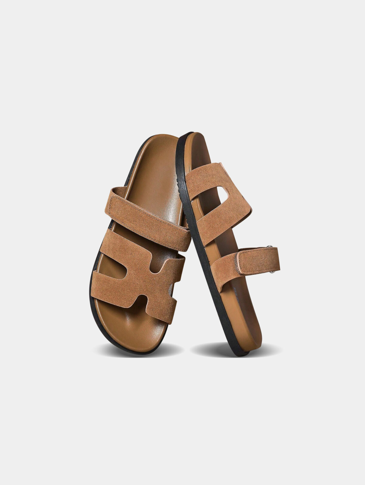 Men's Taupe Footbed Sandals - Ergonomic Support, PU Upper - Image 3