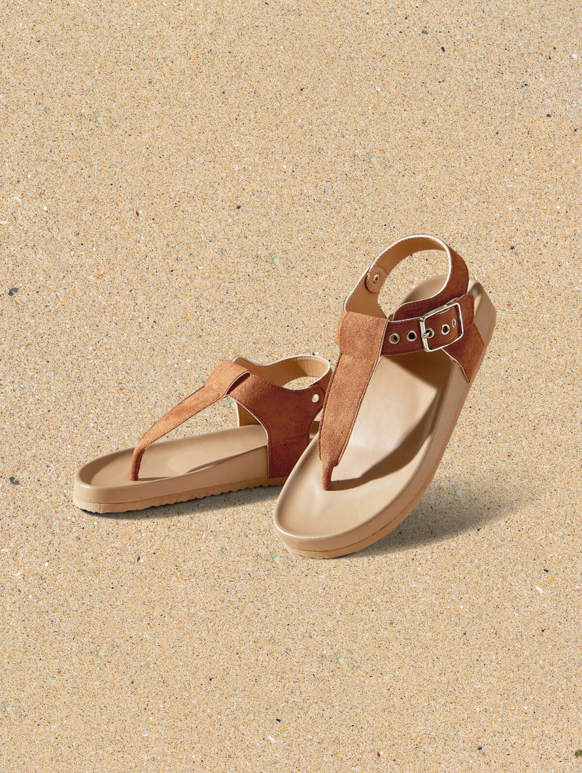 Women's Brown Bohemian Tie-Up Sandals - Open Toe, Buckle - Image 1