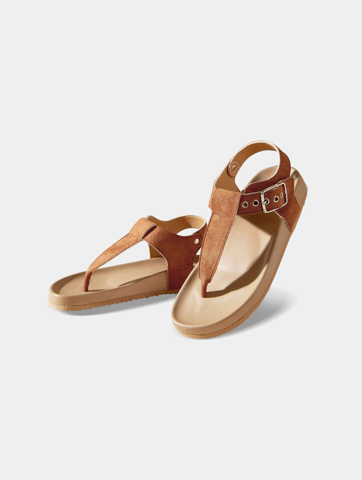 Women's Brown Bohemian Tie-Up Sandals - Open Toe, Buckle - Image 2