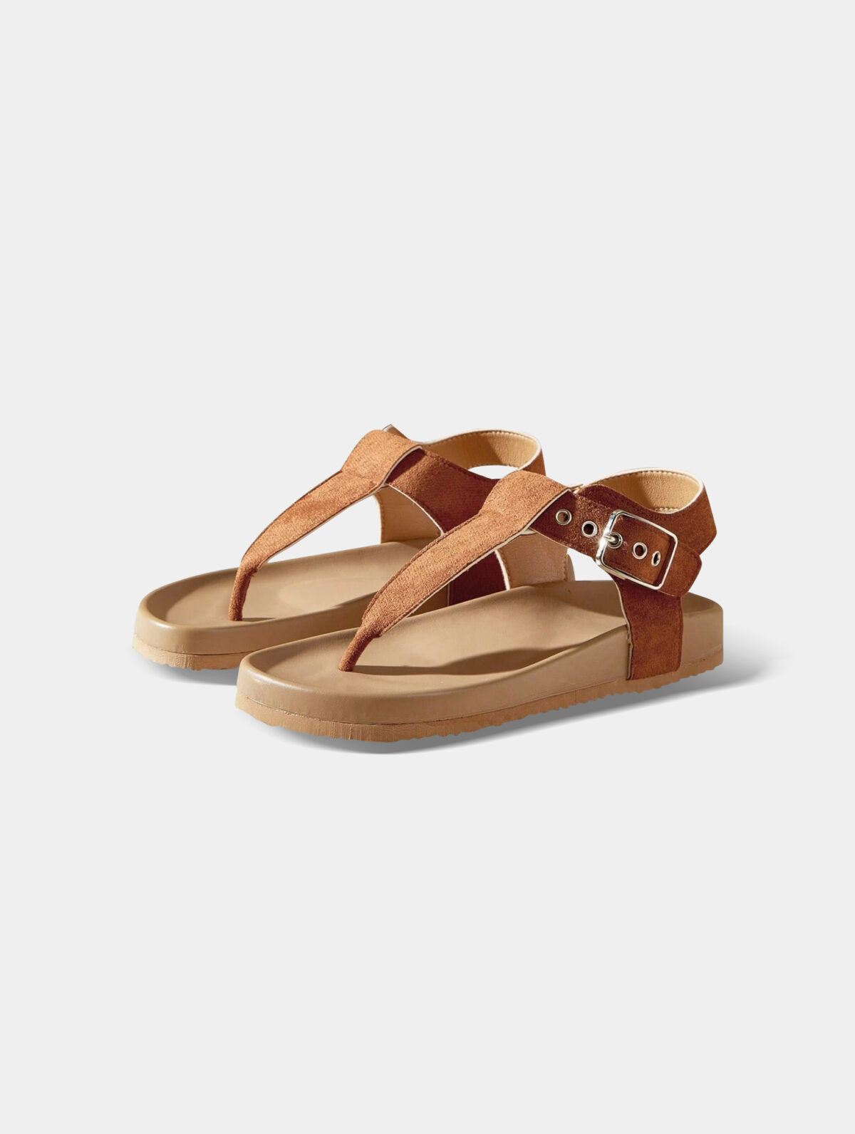 Women's Brown Bohemian Tie-Up Sandals - Open Toe, Buckle - Image 3
