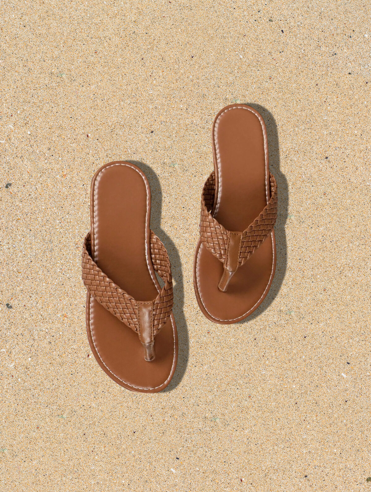 Women's Casual Woven Flip Flops - Vintage Braid, Rubber Outsole - Image 1