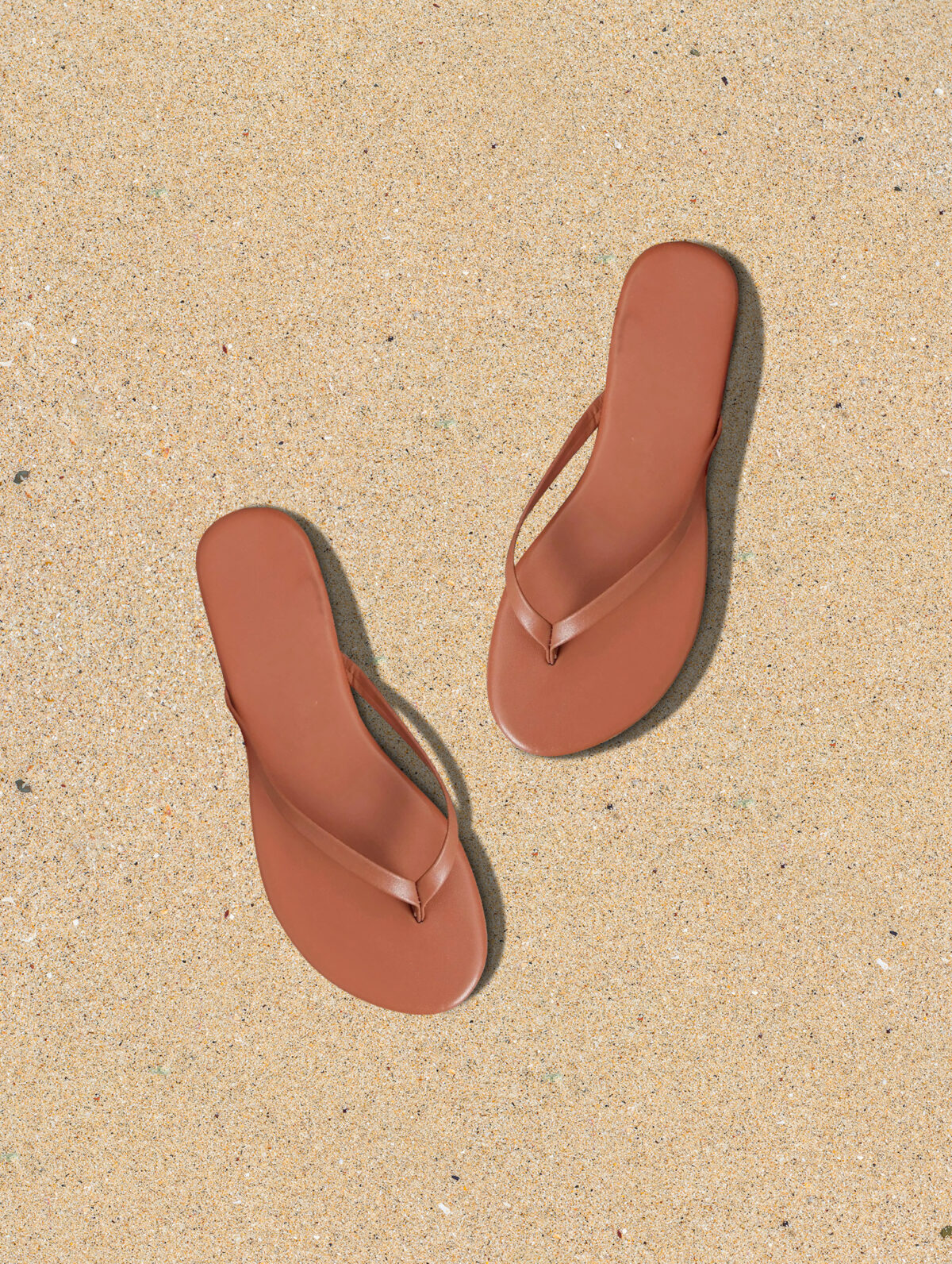 Women's Faux Leather Flip Flops - Classic Thong, Rubber Outsole - Image 1