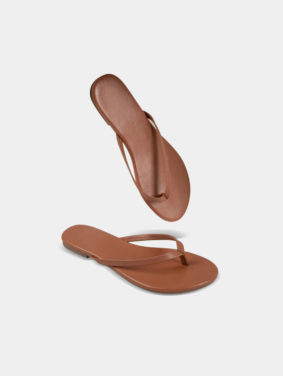 Women's Faux Leather Flip Flops - Classic Thong, Rubber Outsole - Image 2