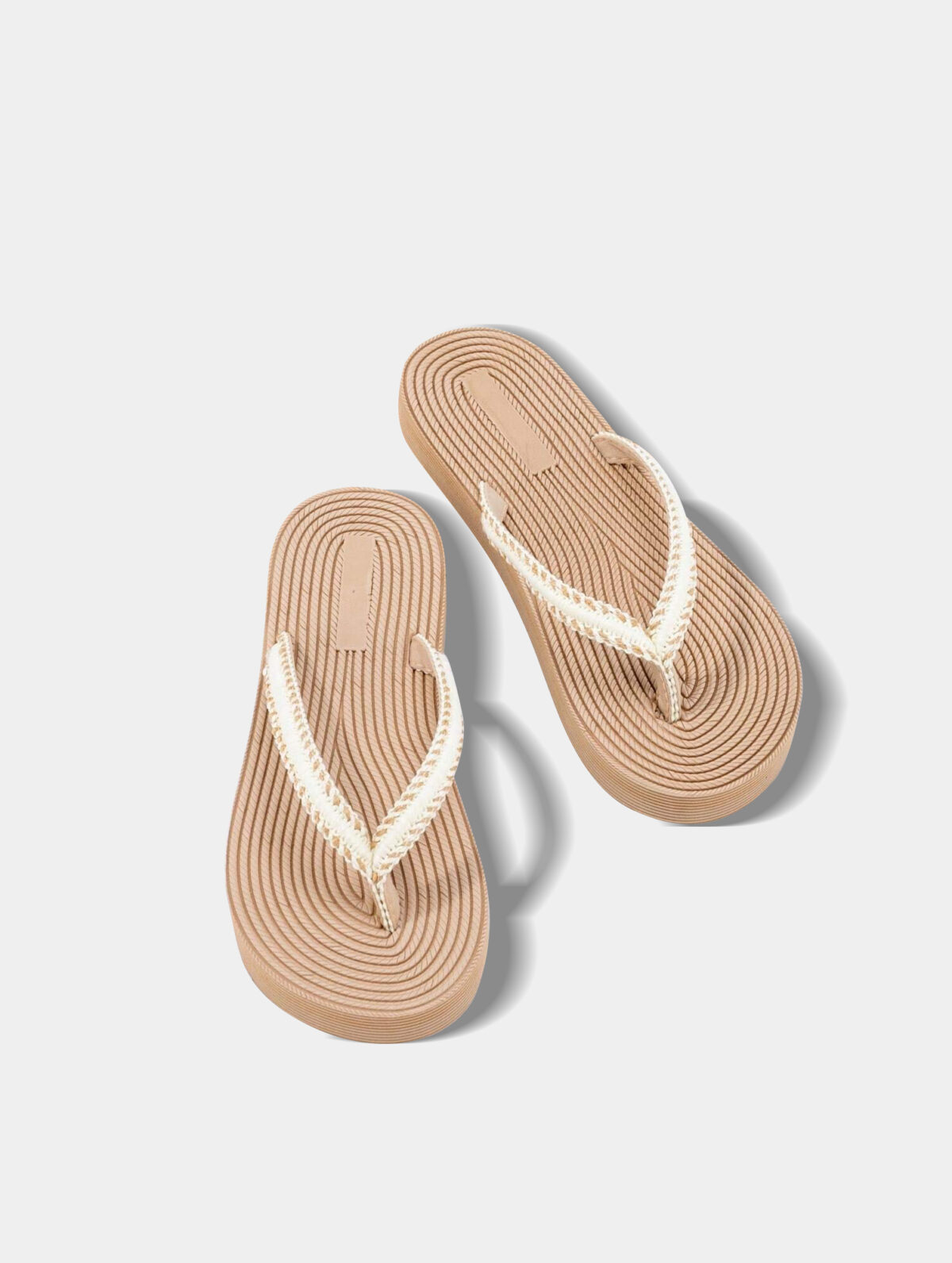 Women's Flat Bohemian Flip Flops - Braided Straps, Lightweight - Image 2