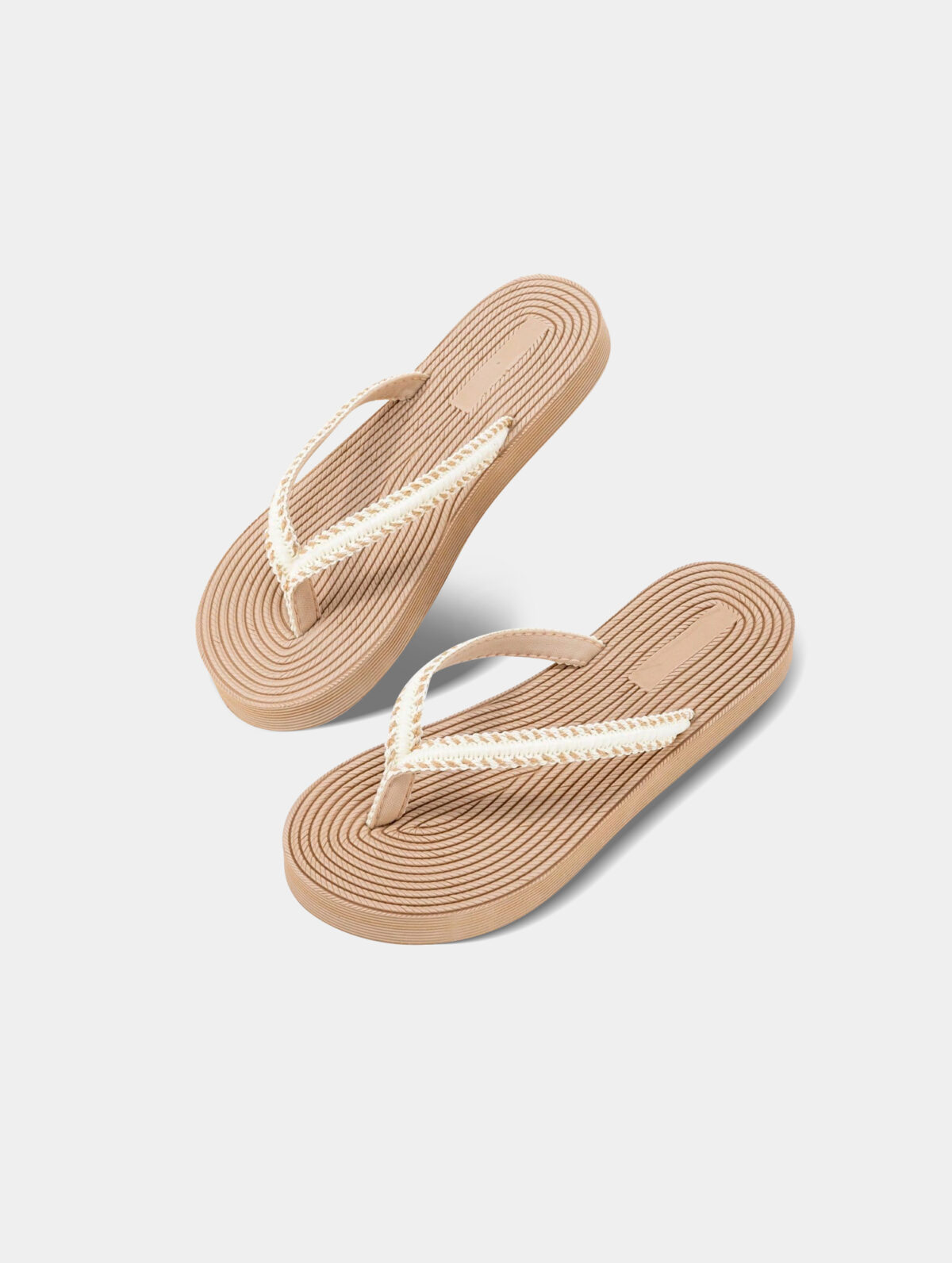 Women's Flat Bohemian Flip Flops - Braided Straps, Lightweight - Image 3