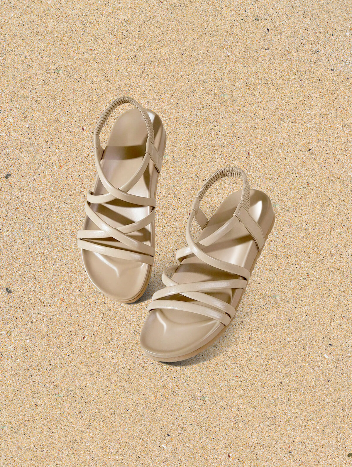 Women's Light Brown Lace-Up Sandals - Open Toe, Flat - Image 1
