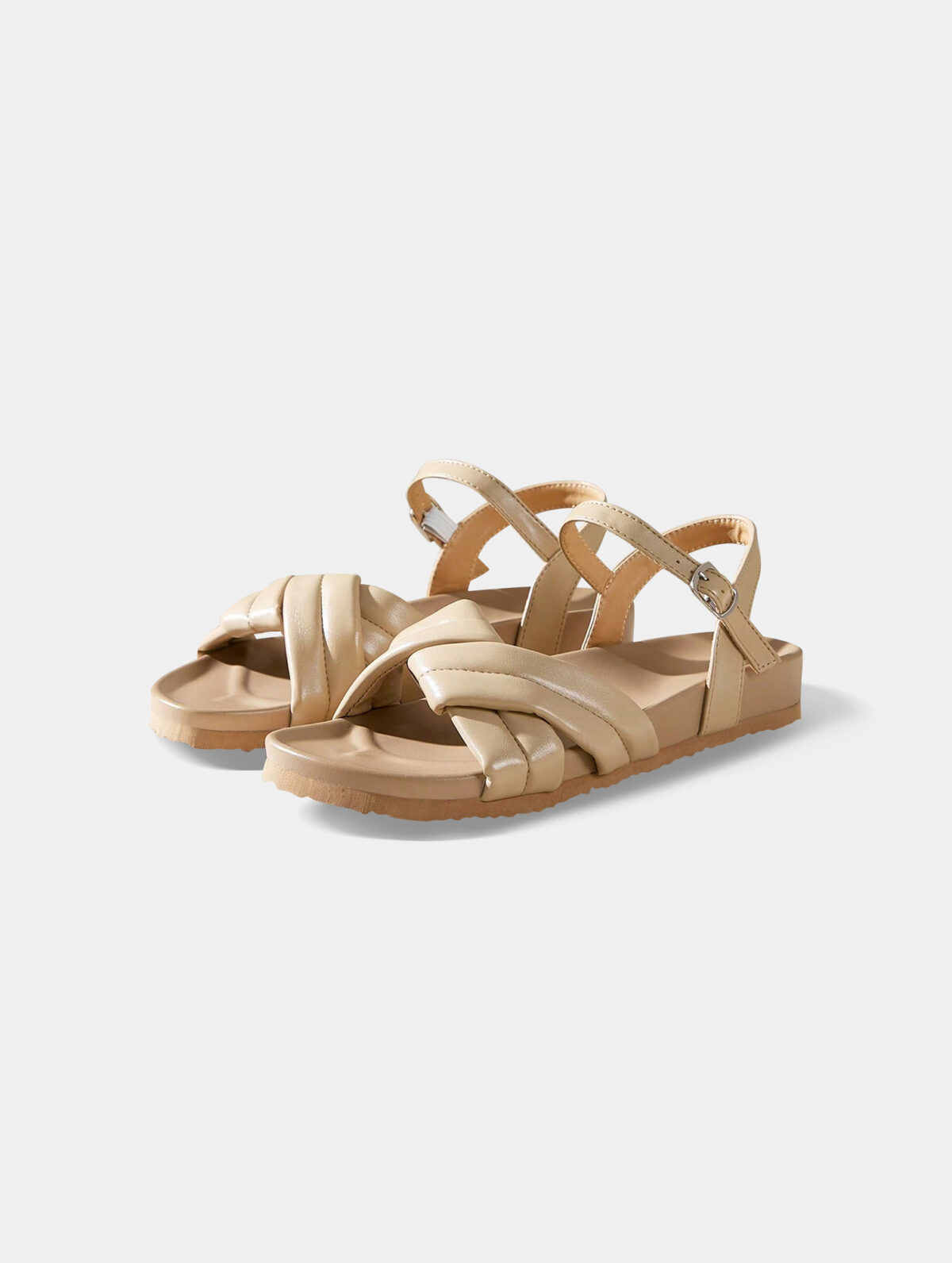 Women's Nude Brown Lace-Up Sandals - Minimalist Everyday Flats - Image 3