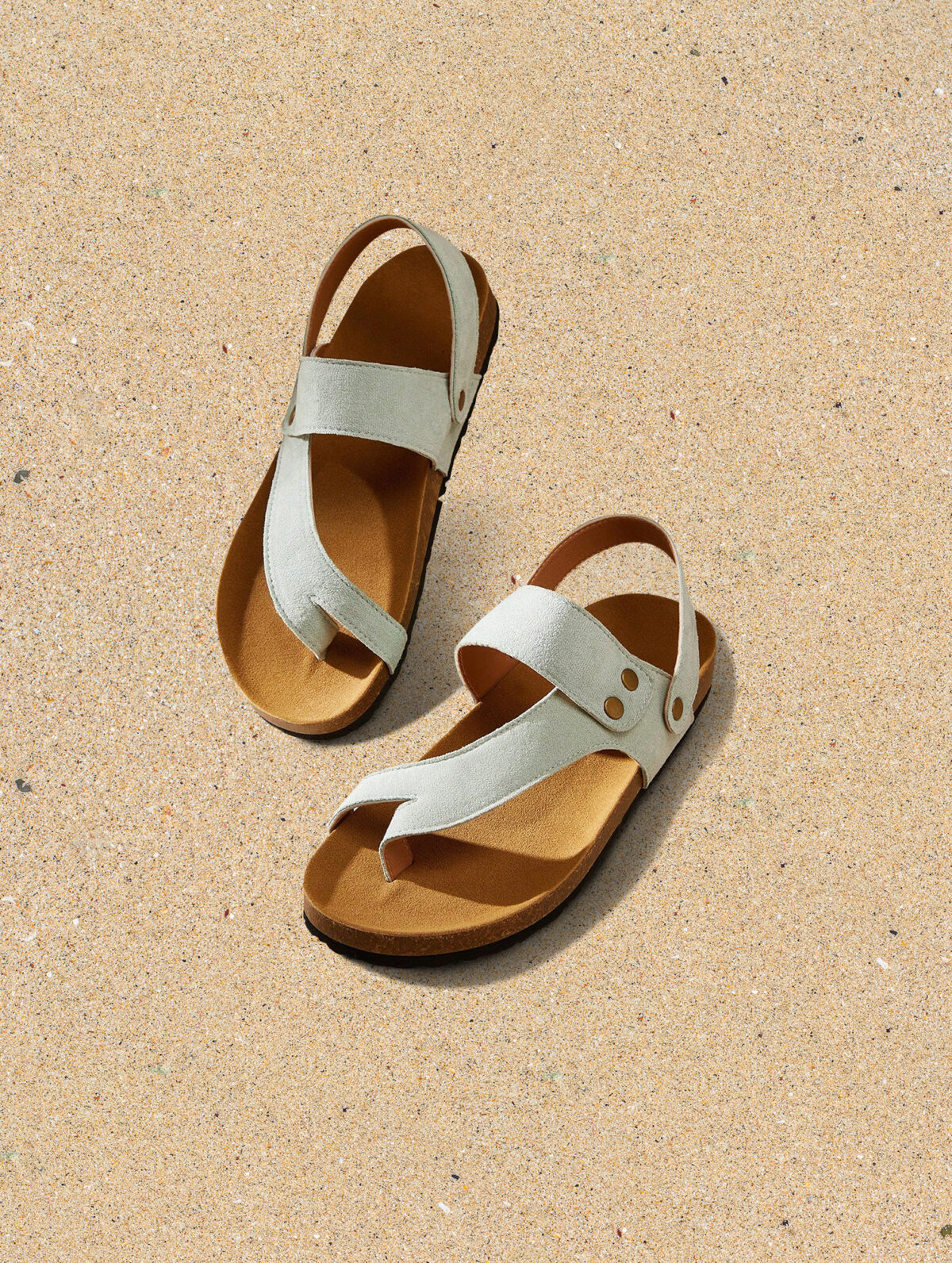 Women's Pale Green Tie-Up Sandals - Open Toe, Flat Heel - Image 1