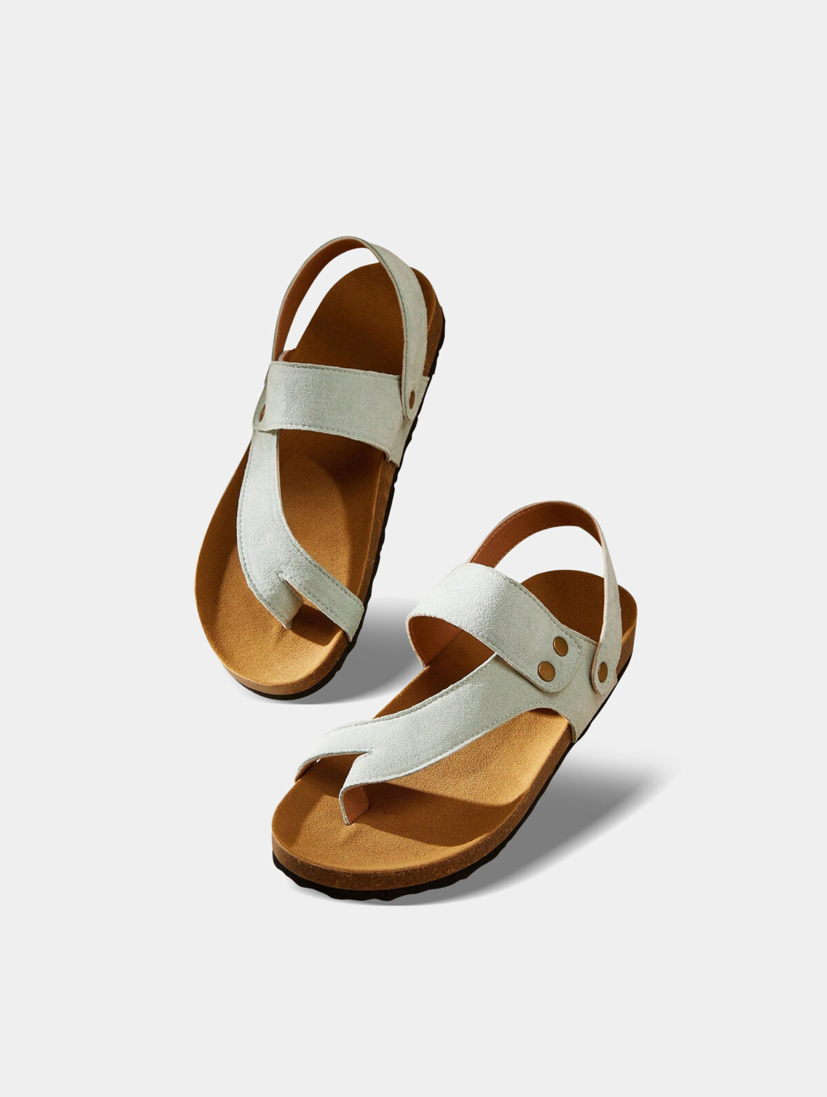 Women's Pale Green Tie-Up Sandals - Open Toe, Flat Heel - Image 2