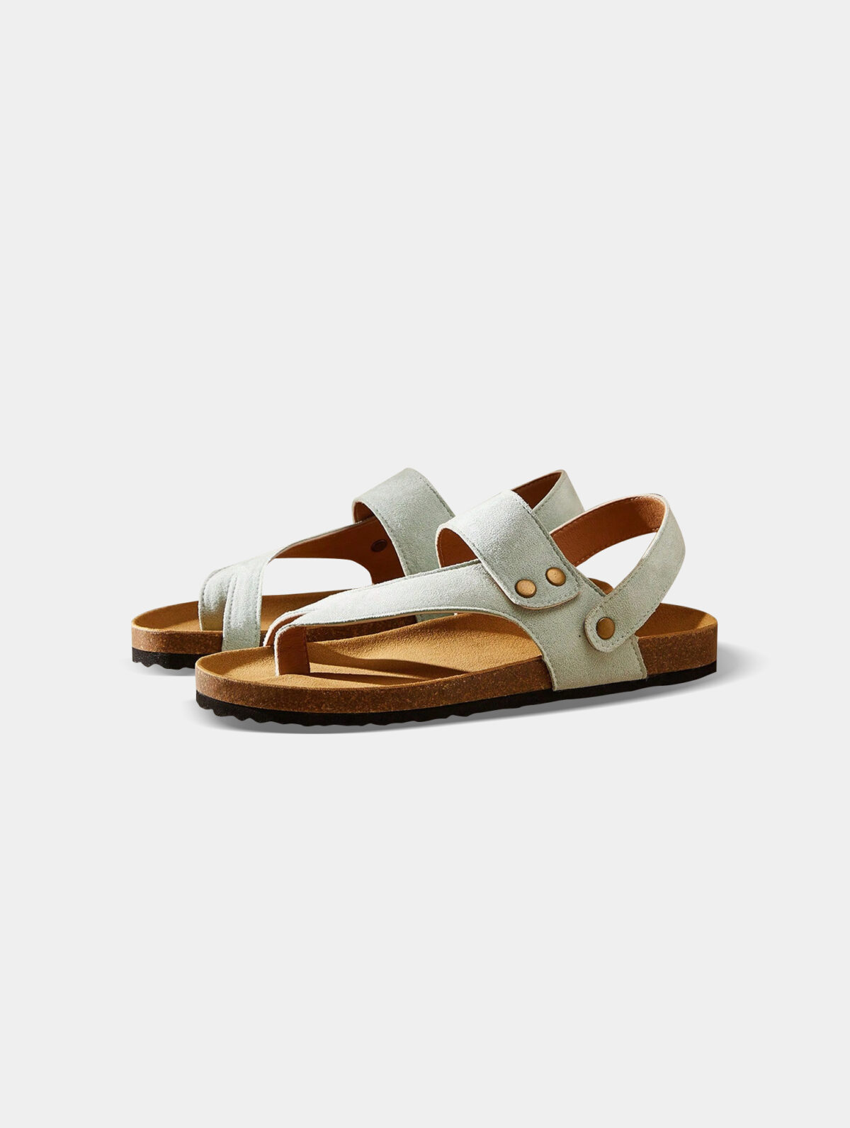 Women's Pale Green Tie-Up Sandals - Open Toe, Flat Heel - Image 3