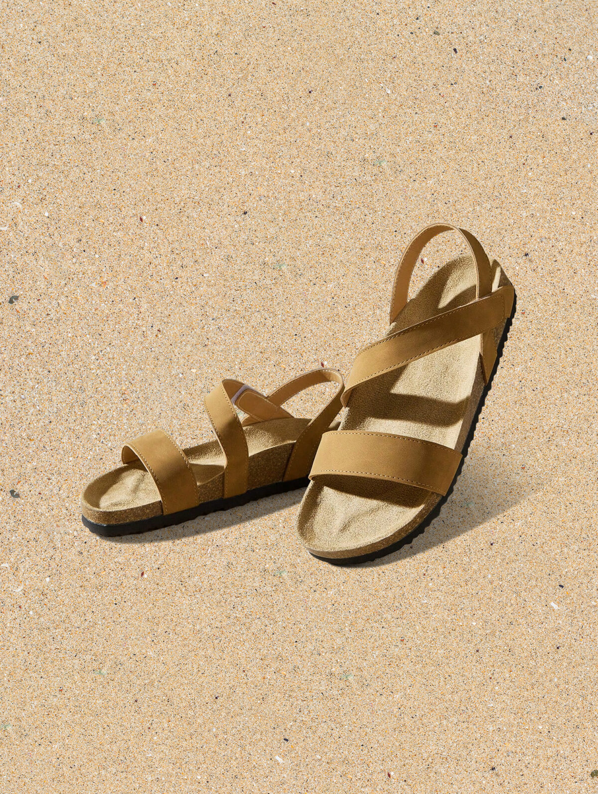 Women's Thick-Sole Slip-On Sandals - Closed Toe, PU Lining - Image 1