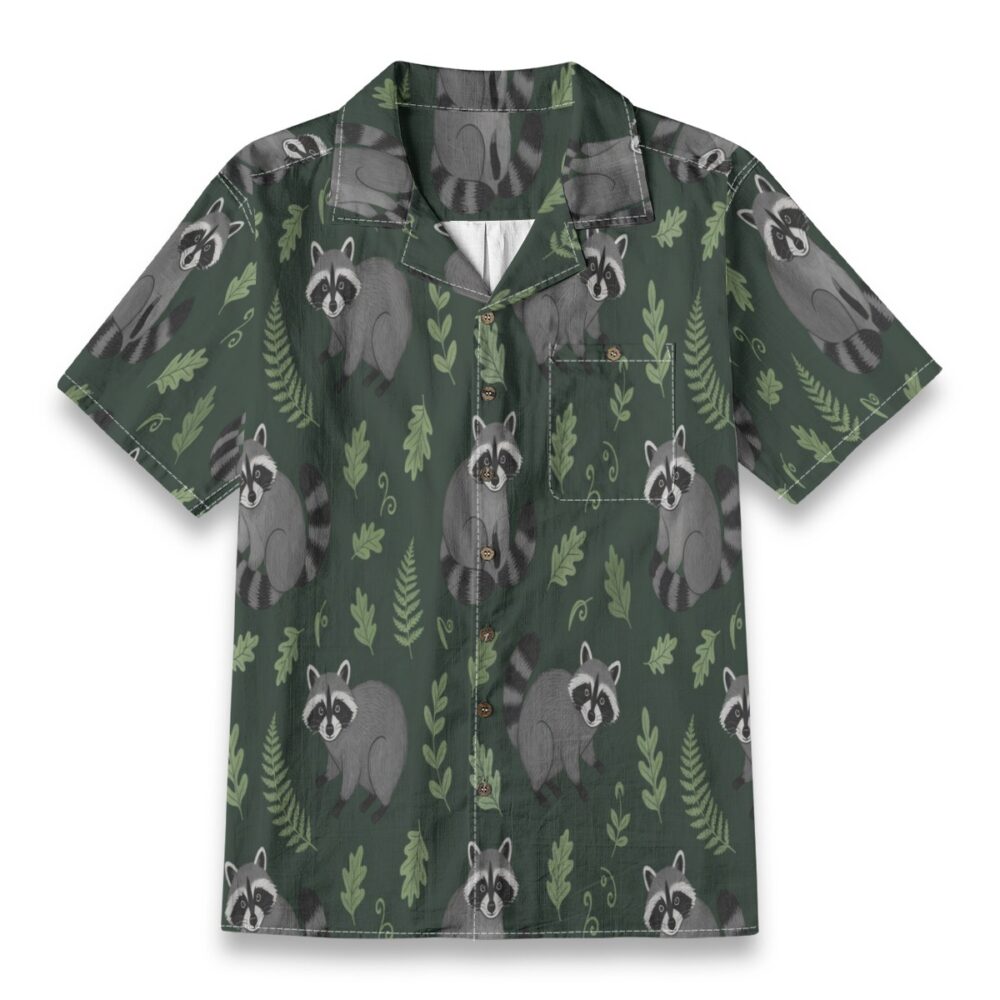 Forest Raccoon Leafy Night Tropical Shirt