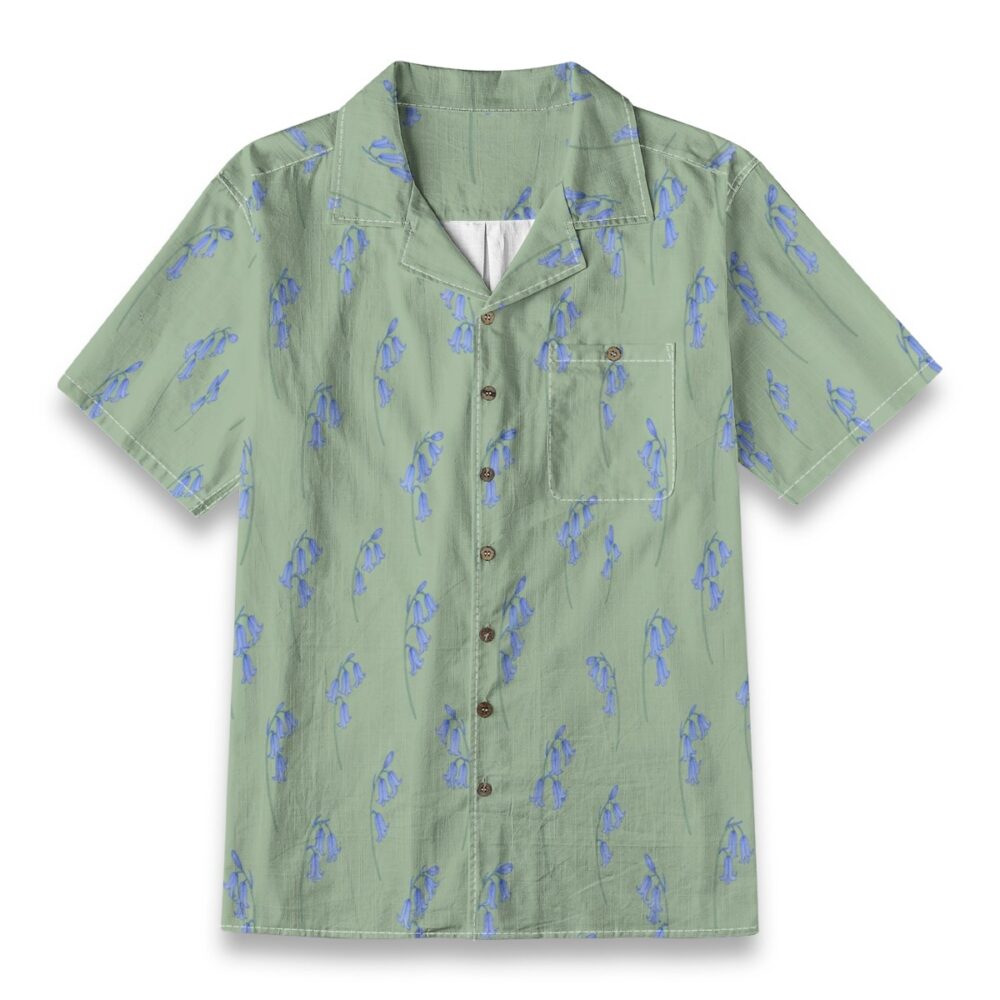 Delicate Bluebell Meadow Floral Aloha Shirt