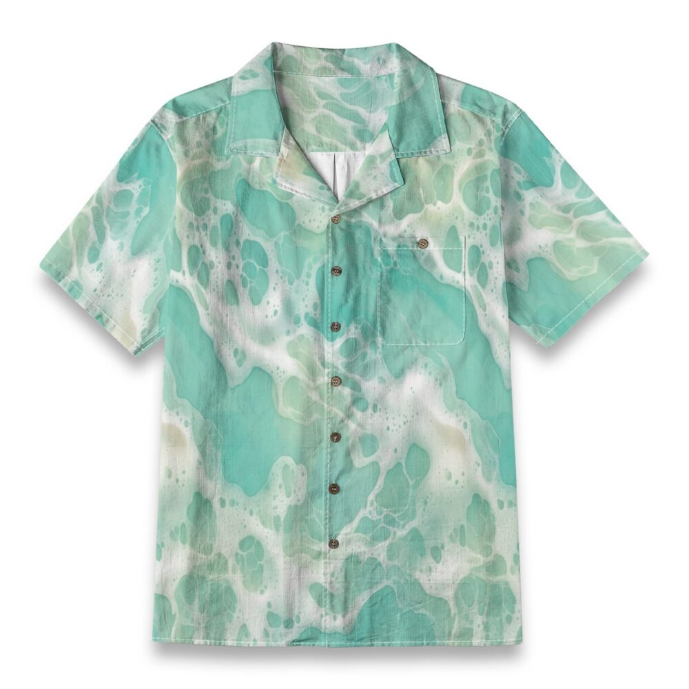 Sea Foam Waves Abstract Ocean Aloha Shirt